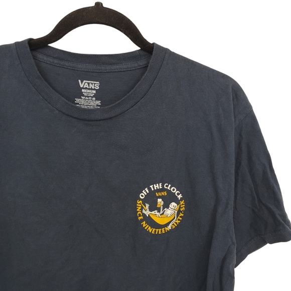 Vans off the clock skeleton T-shirt Size Medium Navy Blue Graphic Short Sleeve - Picture 3 of 4